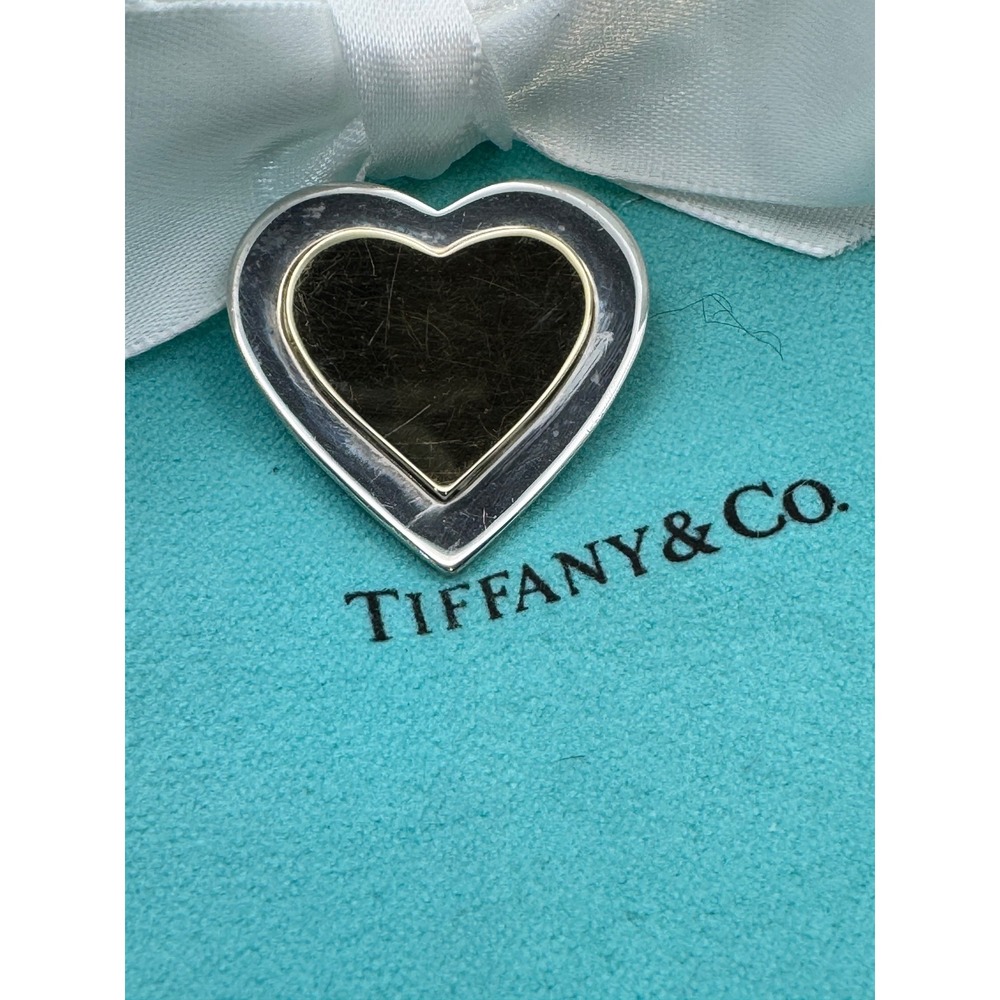Tiffany & Co Vintage Double Heart Pin 18K Gold Sterling Silver